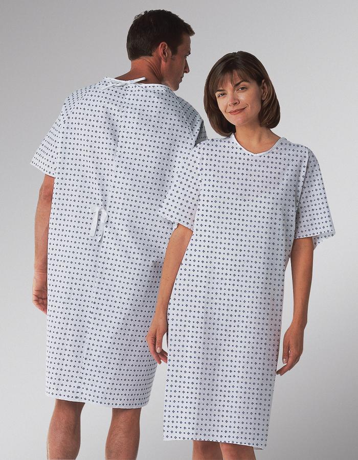 Gown Regular Tieside Demure Print by Medline  ID MDT011119Z